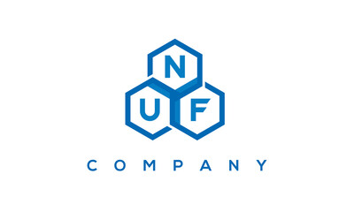 NUF letters design logo with three polygon hexagon logo vector template	