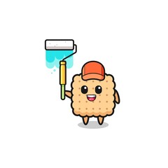 the cracker painter mascot with a paint roller