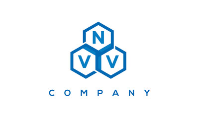 NVV letters design logo with three polygon hexagon logo vector template	