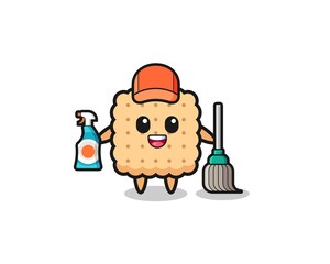 cute cracker character as cleaning services mascot