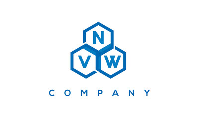 NVW letters design logo with three polygon hexagon logo vector template	