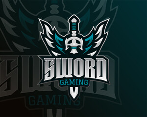 Sword Wings esports logo design. illustration of samurai mask mascot design. emblem design, suitable for team logos, t-shirts, etc
