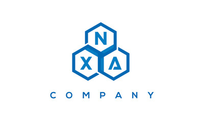 NXA letters design logo with three polygon hexagon logo vector template	