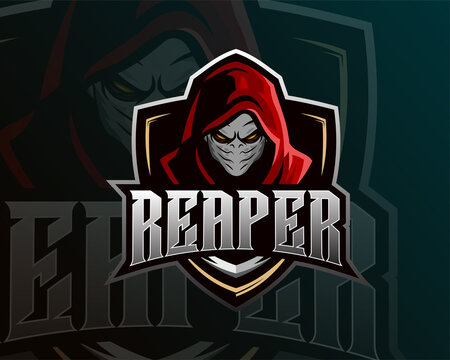 Grim Reaper Predator mask esports logo design. illustration of samurai mask mascot design. emblem design, suitable for team logos, t-shirts, etc