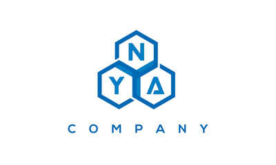 NYA letters design logo with three polygon hexagon logo vector template	