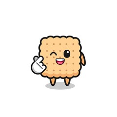 cracker character doing Korean finger heart
