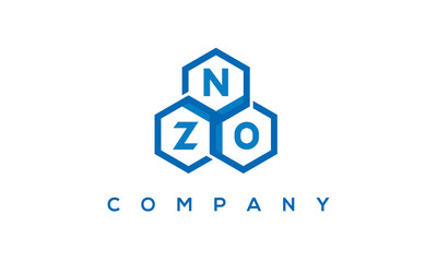 NZO letters design logo with three polygon hexagon logo vector template	