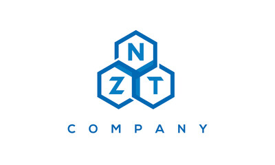 NZT letters design logo with three polygon hexagon logo vector template	