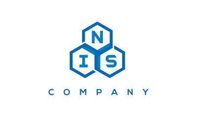 NIS letters design logo with three polygon hexagon logo vector template	