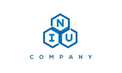 NIU letters design logo with three polygon hexagon logo vector template	