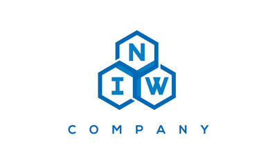 NIW letters design logo with three polygon hexagon logo vector template	