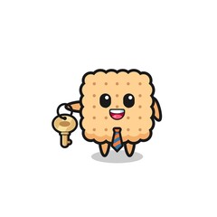 cute cracker as a real estate agent mascot