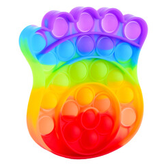 Pop it silicone rainbow anti-stress toy isolated on white background. Simple dimple, popular modern stress relief toys for adults and children. Fidget kid toy, Pop Bubble Fidget