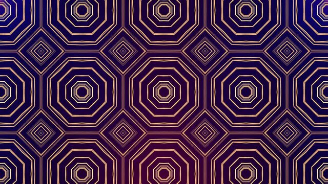 Mosaic patterns inspired in mourish, Portuguese and Spanish design.
Diagonal and circles Geometric lines moving pattern, over blue background.
Mosaic pattern formed by naive lines in loop 4K