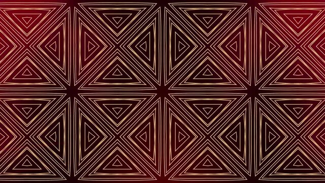 Mosaic patterns inspired in mourish, Portuguese and Spanish design.
Triangles Geometric lines moving pattern, over red background.
Mosaic pattern formed by naive lines in loop 4K