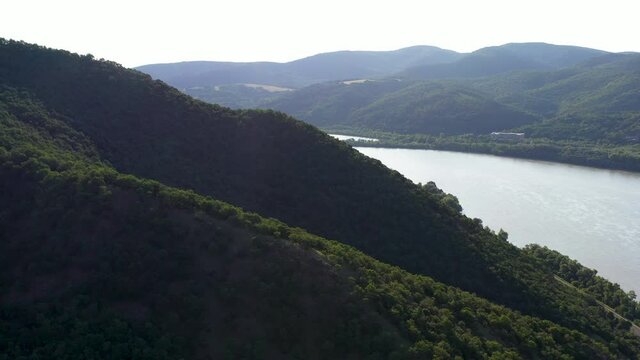 Drone shot of  he Hernad Valley in the Zemplin Mountains in Hungary
