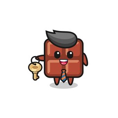 cute chocolate bar as a real estate agent mascot