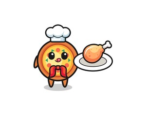 pizza fried chicken chef cartoon character