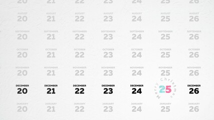 A beautiful calendar sheet with a marking Christmas date