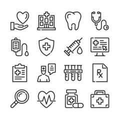 Healthcare line icons set. Modern thin line design. Outline symbols collection. Vector line icons