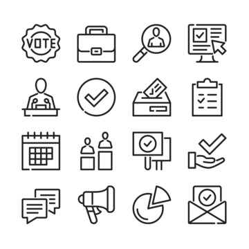 Voting line icons set. Modern thin line design. Outline symbols collection. Vector line icons