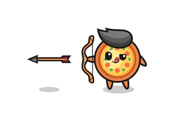 illustration of pizza character doing archery