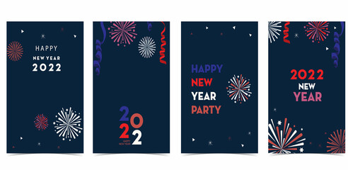 Fototapeta na wymiar New year card collection with firework,frame,star.Vector illustration for poster,postcard,banner,cover
