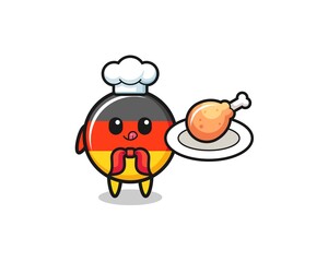 germany flag fried chicken chef cartoon character
