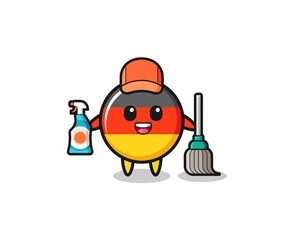 cute germany flag character as cleaning services mascot