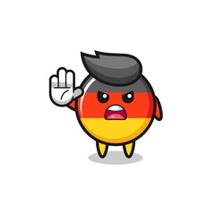 germany flag character doing stop gesture
