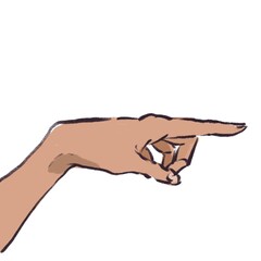 指を差す手、指、ハンド、（カラー）