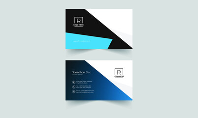 Creative and Clean Double-sided Business Card Template.  Portrait and landscape orientation. Horizontal and vertical layout.