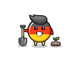 cute germany flag cartoon is planting a tree seed