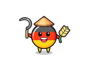 germany flag Asian farmer holding paddy