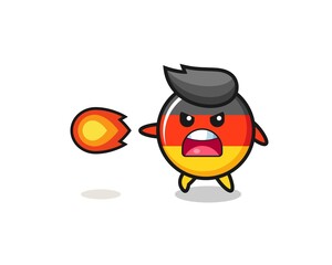 cute germany flag mascot is shooting fire power