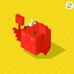 cancer zodiac cartoon cubic isometric with their sign on color background