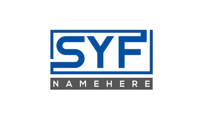 SYF Letters Logo With Rectangle Logo Vector