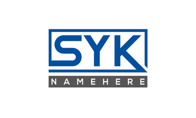 SYK Letters Logo With Rectangle Logo Vector