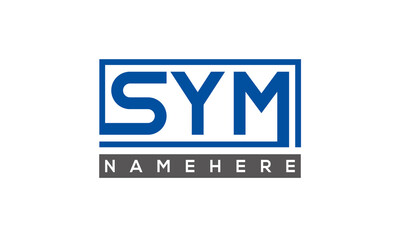 SYM Letters Logo With Rectangle Logo Vector