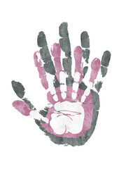 Watercolor family handprints illustration. Family handprints of three people mom, dad, and child. Social illustration.