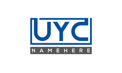 UYC Letters Logo With Rectangle Logo Vector