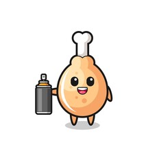 the cute fried chicken as a graffiti bomber
