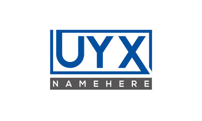 UYX Letters Logo With Rectangle Logo Vector