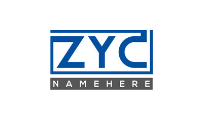 ZYC Letters Logo With Rectangle Logo Vector