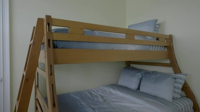 Bunk bed in kids room crane up gimbal shot 4K