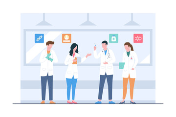 Doctor team member in the hospital in flat illustration style