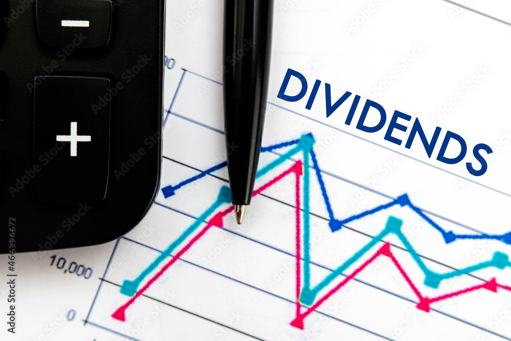 Poster notebook with toolls and notes about dividends.