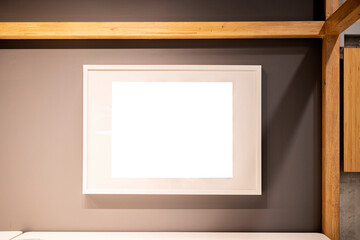 Rectangular wall picture ot photo frame mockup isolated on light background.