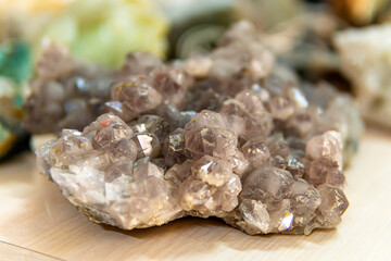 Crystal Stone macro, purple rough amethyst quartz crystal