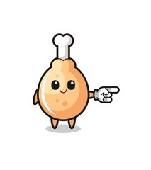 fried chicken mascot with pointing right gesture